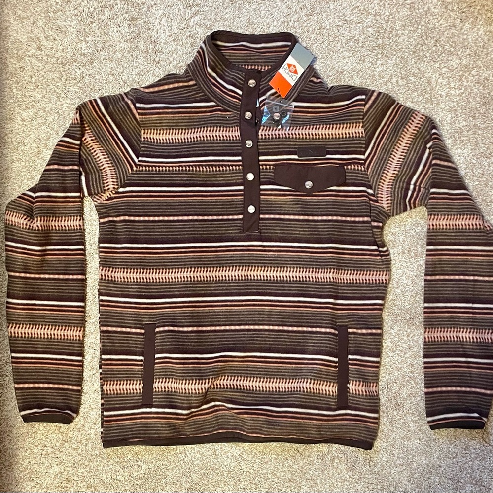 Striped Brown and Tan Women’s Fleece Pullover